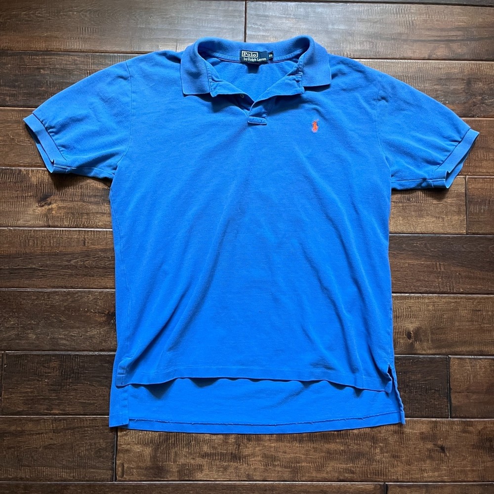 Vintage 90s 00s Ralph Lauren Polo Shirt Adult XL Blue Orange Pony Mens